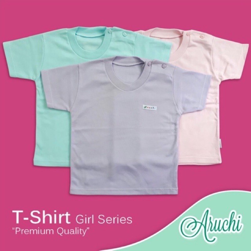 Aruchi POLOS NB S M L XL XXL (3pcs) Baju Pendek Kancing Depan / Oblong Bayi Anak