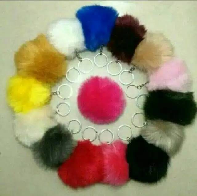 GANTUNGAN KUNCI POMPOM GANTUNGAN BULU GANTUNGAN TAS POMPOM CANTIK