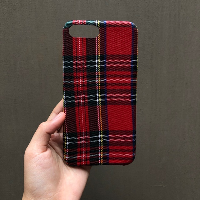 pinkglam.co - [ready stock] casing hp motif kotak kotak warna merah untuk iphone 7plus 8plus