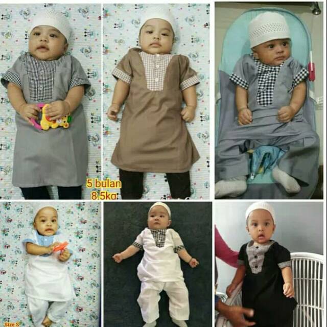 Terbaru Setelan baju koko turkey/gamis bayi + jegging + peci - Hijau Tosca, S
