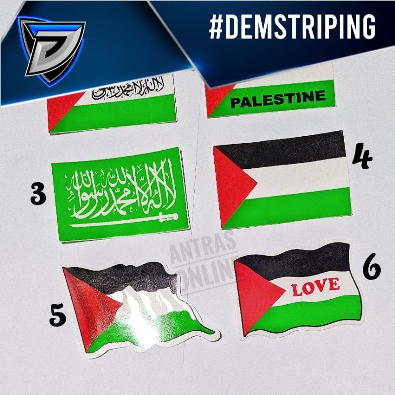 stiker bendera Palestina 1paket isi 6 - stiker motor helm mobil