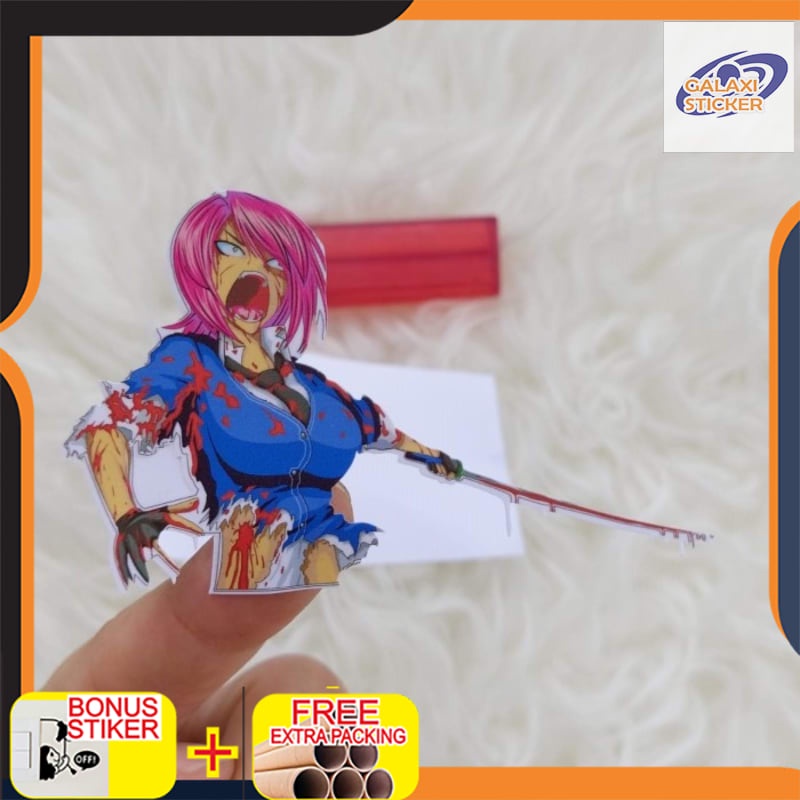 Grosir Stiker Vinyl Karakter Anime Cewek Pedang Motor Laptop Case HP Sepeda Keren