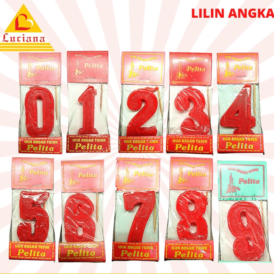 LILIN ANGKA BESAR / LILIN ULANG TAHUN MERAH  ANGKA 0 - 9 / LILIN MURAH 7CM