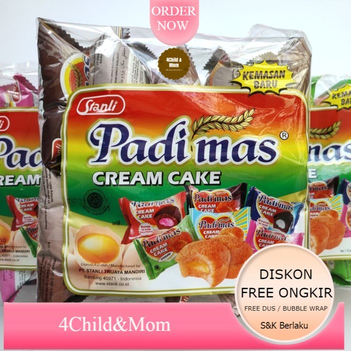 

Padi Mas Cream Cake Coklat Stroberi Bolu Snack Cemilan Jajanan 200gr