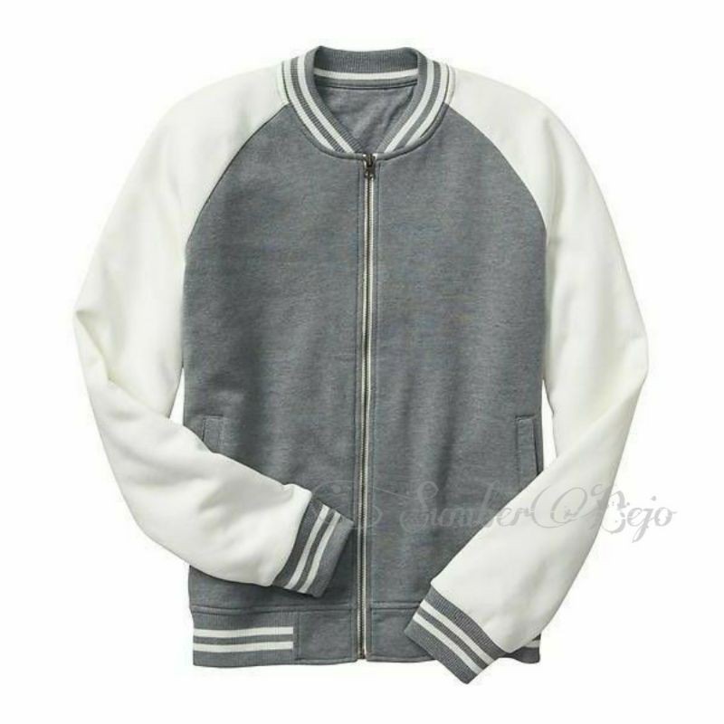 JAKET BOMBER VARSITY ABUTUA KOMBINASI PUTIH ALL SIZE S-M-L-XL-XXL-3XL-4XL-XXXXXL JUMBO PRIA WANITA