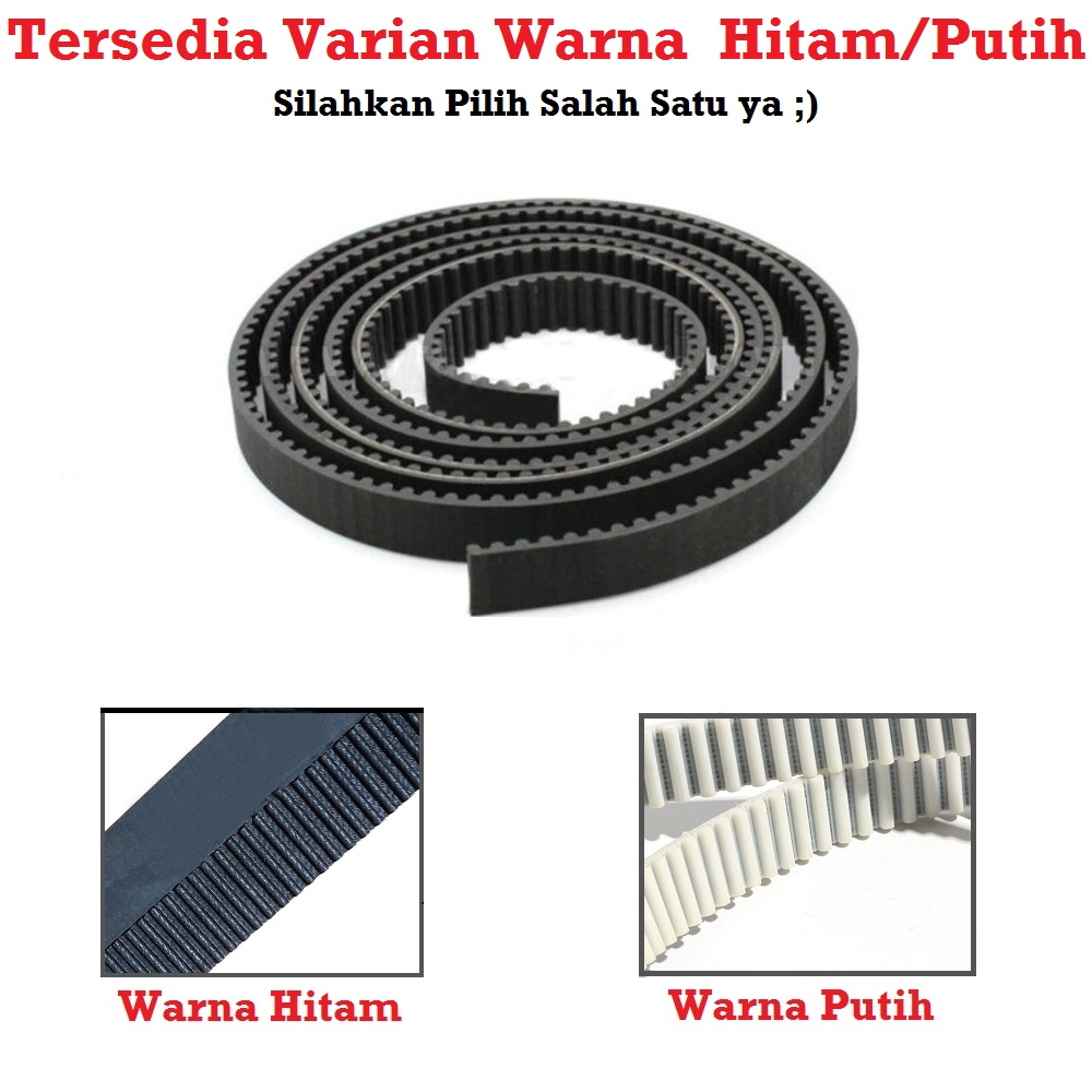 [HAEBOT] HTD5M Timing Belt 15mm Rubber PU Steel Core W15 10cm Open Loop Hitam Putih Pitch 5mm CNC 3D Printer Mekanik Karet Rantai Gerak