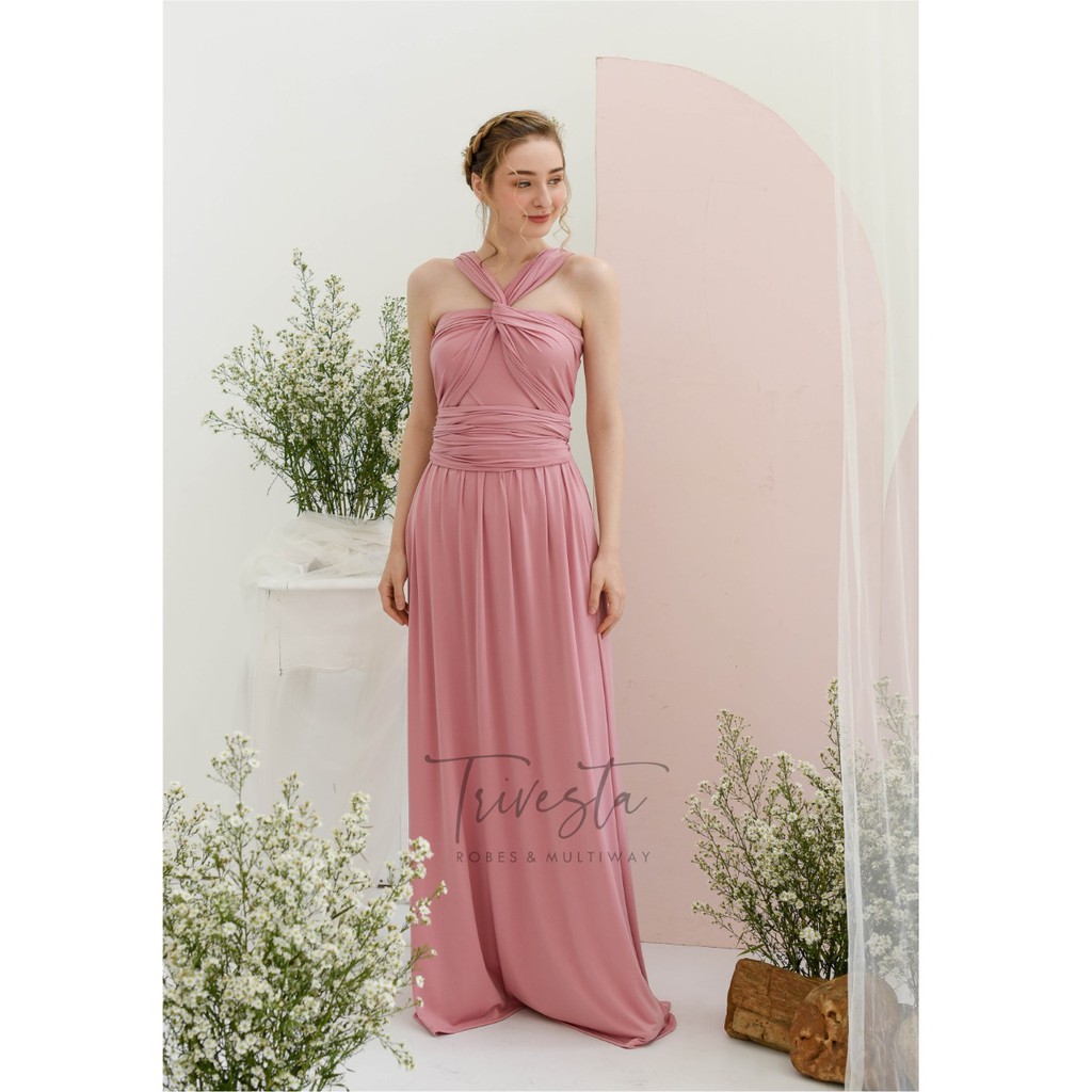 MAXI | DUSTY PINK | MULTIWAY INFINITY CONVERTIBLE DRESS | FREE KEMBEN &amp; SPECIAL LONG SCRAFT