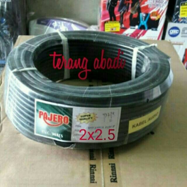 Kabel audio/kabel listrik 2x2.5 pajero hitam 50meter serabut
