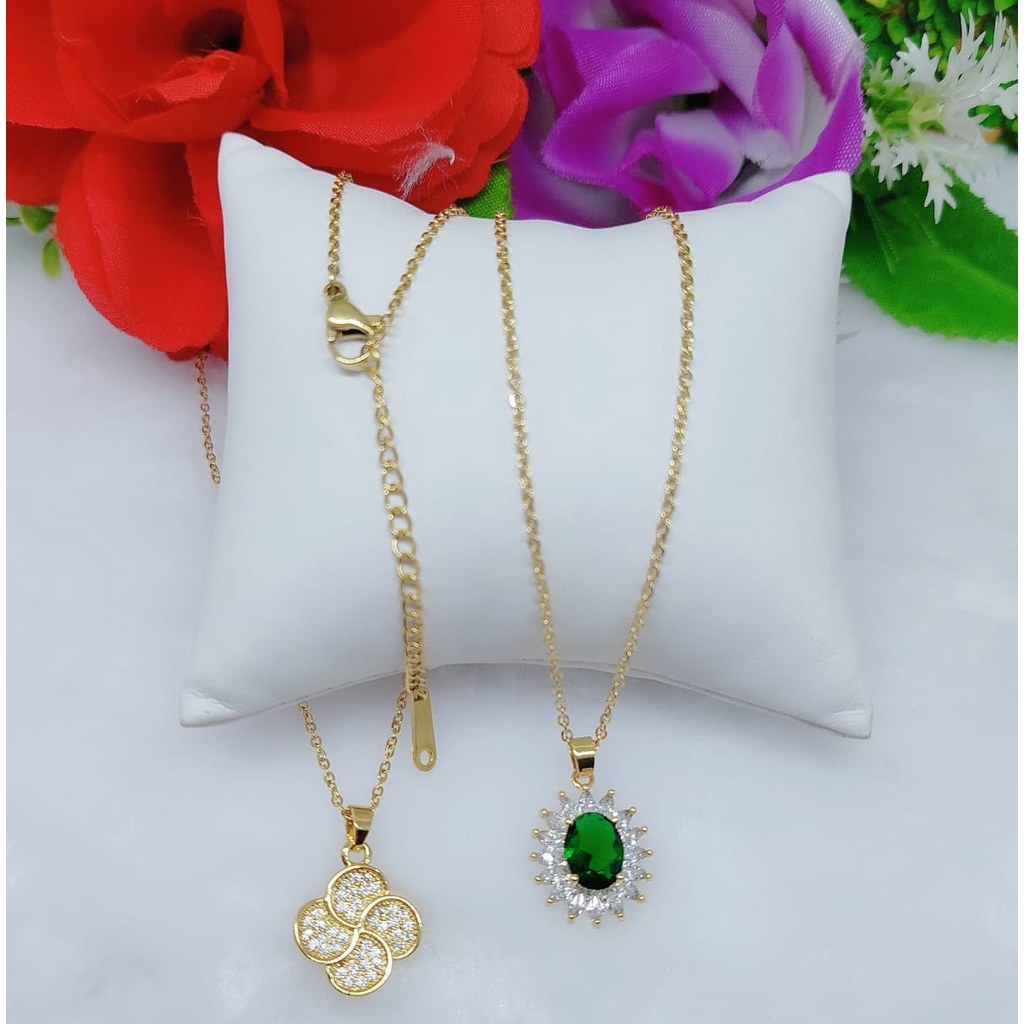 Kalung titanium permata perhiasan fashion 0433-0436