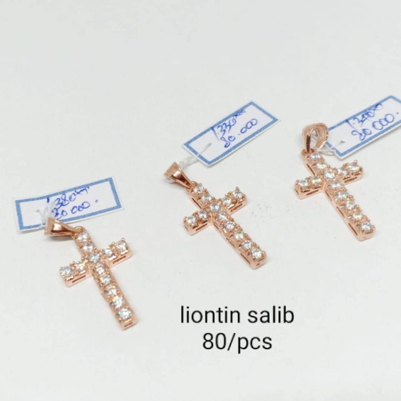 liontin perak 925 lapis emas putih dan lapis emas kuning