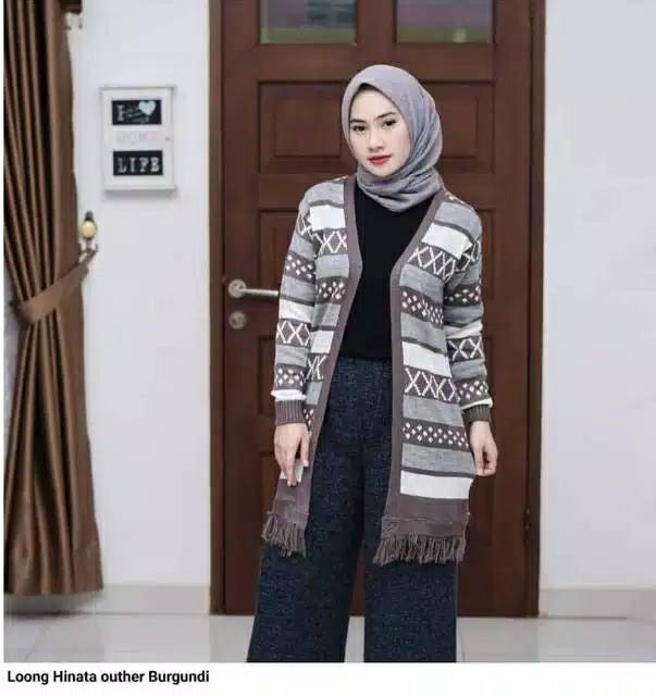 Long hinata kardigan rajut / Outer wanita / atasan wanita