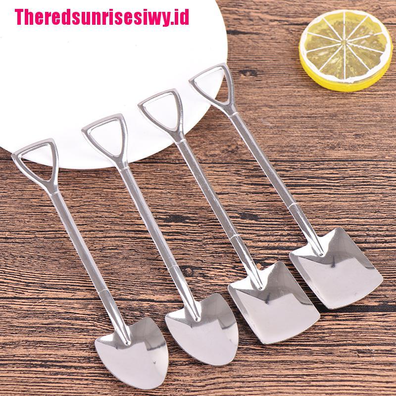 4pcs / set Sendok Sekop Es Krim / Kopi / Teh Bahan Stainless Steel Gaya Retro