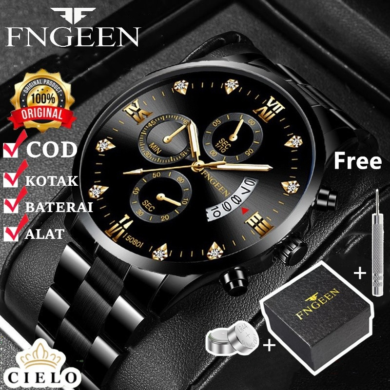 ✅COD Jam Tangan Pria Original Luxury Full Steel Sport Quartz  Business Waterproof Casual Watch (FreeBOX+Kartu) hopee Deleted  26/03/2