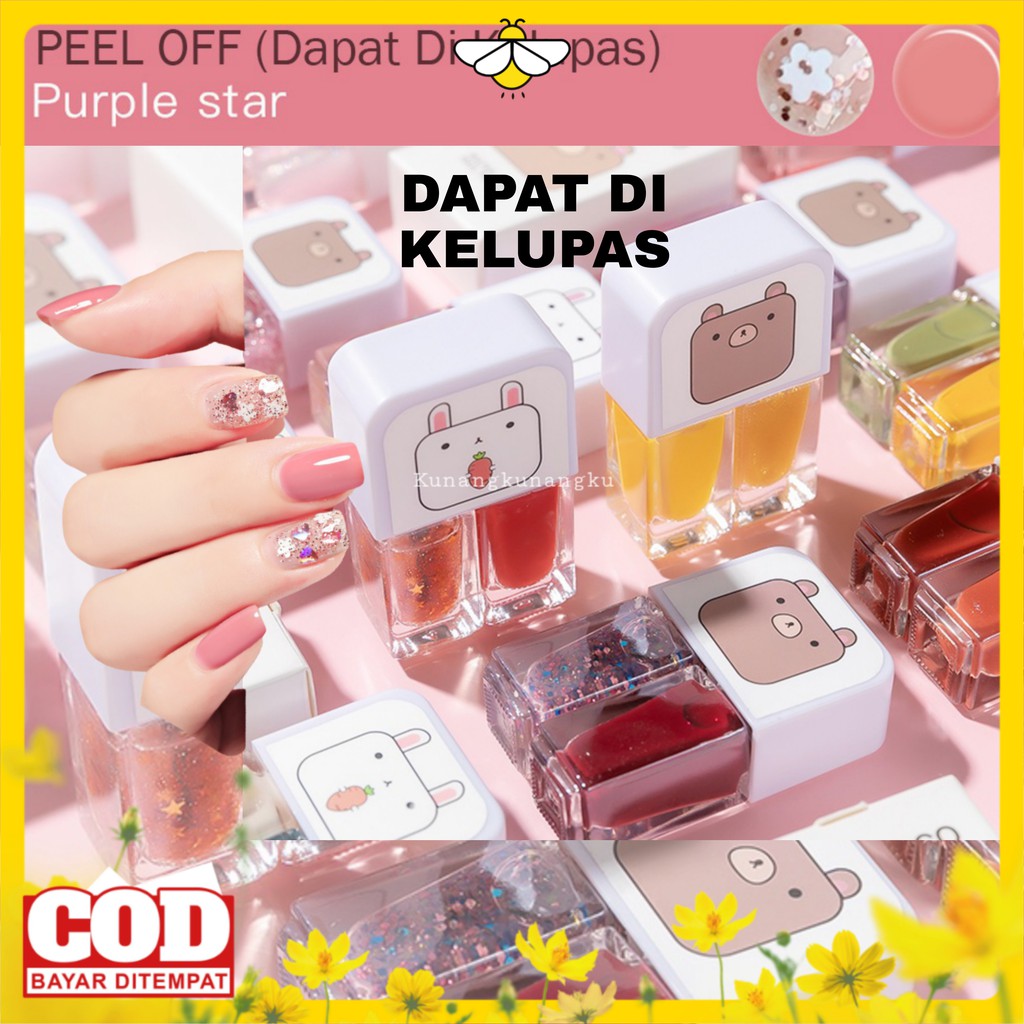 Cat kuku 2in1 Peel Off Bahan Halal untuk Muslimah/Nail polish Kutek Korea halal 2 tone MAXFINE