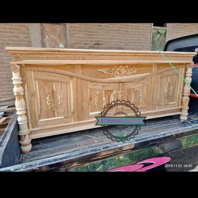 Buffet Tv/Lemari Tv/Lemari Pendek Hias Ruang Tamu kayu jati Mentahan/Ukiran Jepara