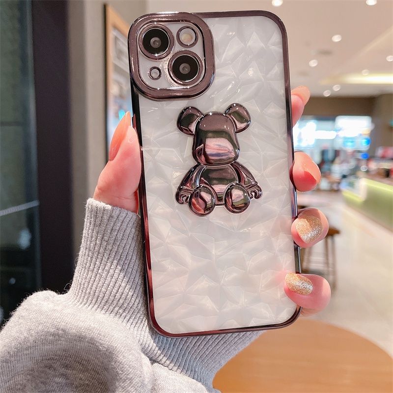 Soft Case Hp Gambar Beruang Transparan Tahan Goncangan Untuk iPhone 13 / 12 / 11promax / XS MAX / XR / X / 7 / 8plus