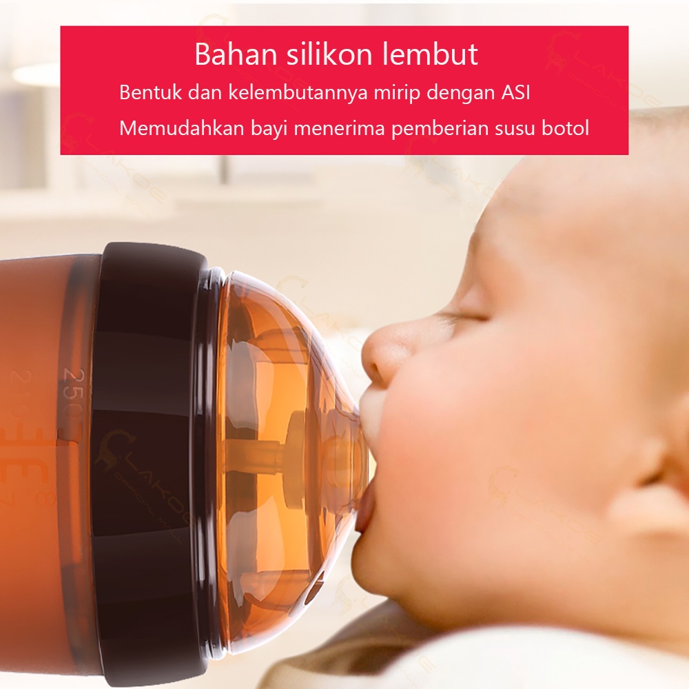 Ivorybaby PIKO BELLO botol bayi leher lebar anti-choking botol susu dengan pegangan 150ml/180ml/250ml