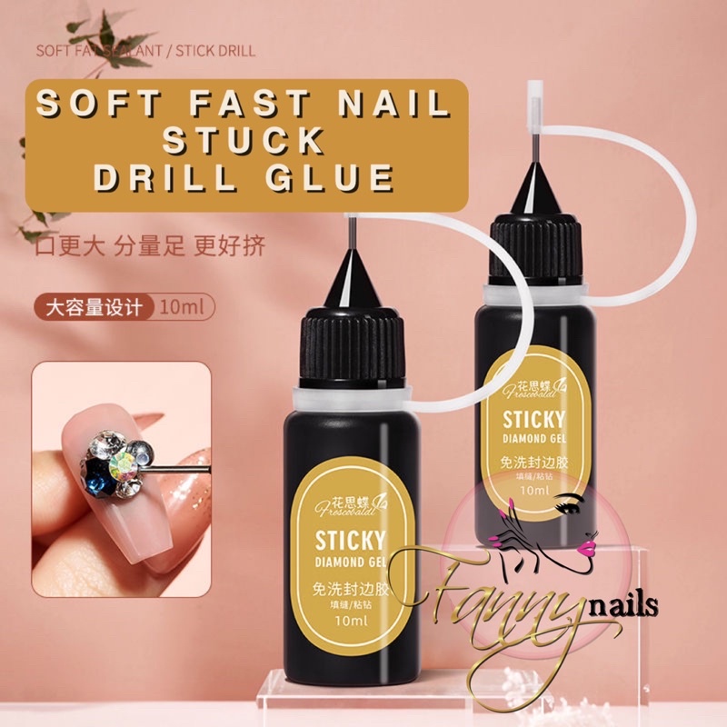 STUCK DRILL GLUE NAIL PEN 10ml / PEN LEM AKSESORIS KUKU RHINESTONES NAIL STUCK DRILL GLUE NAIL CHARM PIPET LEM NAIL ART RESIN