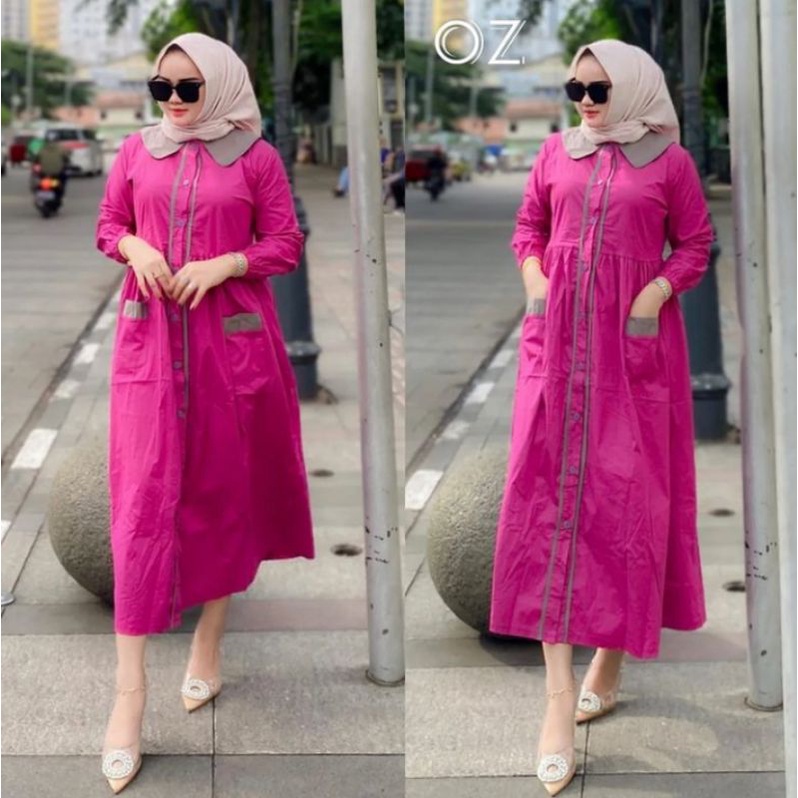 DRES TERBARU WANITA KATUN LINEN PREMIUM FULL KANCING BUSUI KEKINIAN TRENDY MURAH