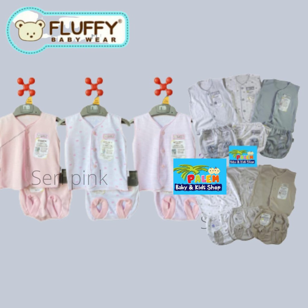 fluffy setelan baju kutung neci (3 stel) new born