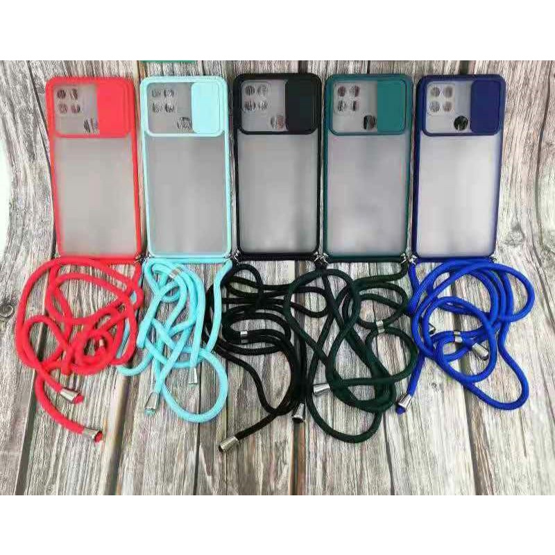 Softcase Candy Slide Camera Plus Sling Tali Gantungan HP For Samsung A12