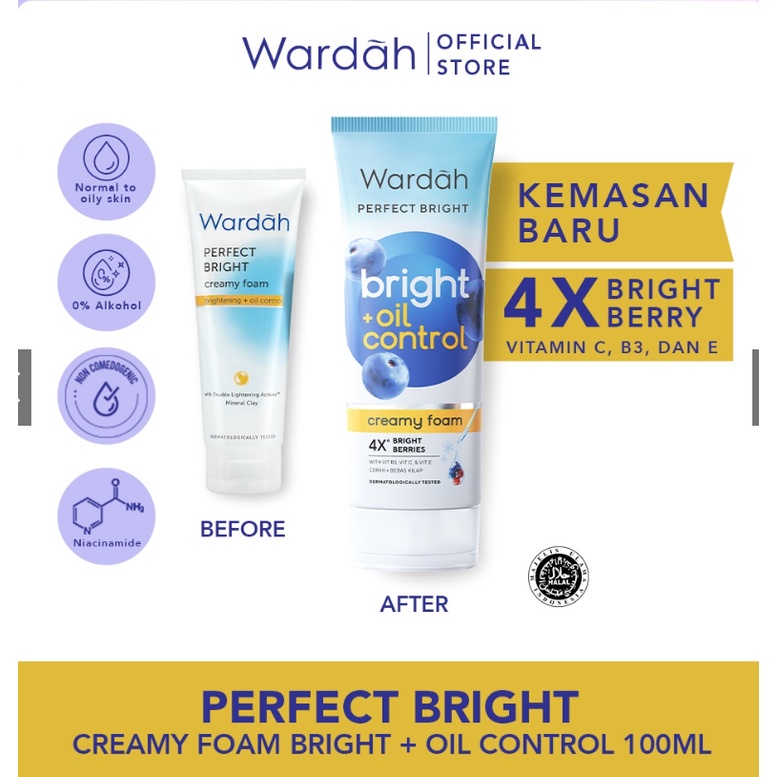 Wardah Perfect Bright Creamy Foam 100 ML [ Kemasaan baru ]