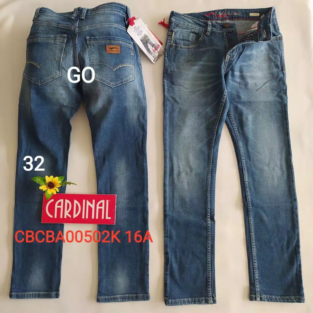 bb E 32 CARDINAL CBCBA Celana Panjang Jeans Reguler Fit Slim Fit Straight Slim Bawahan Laki-Laki