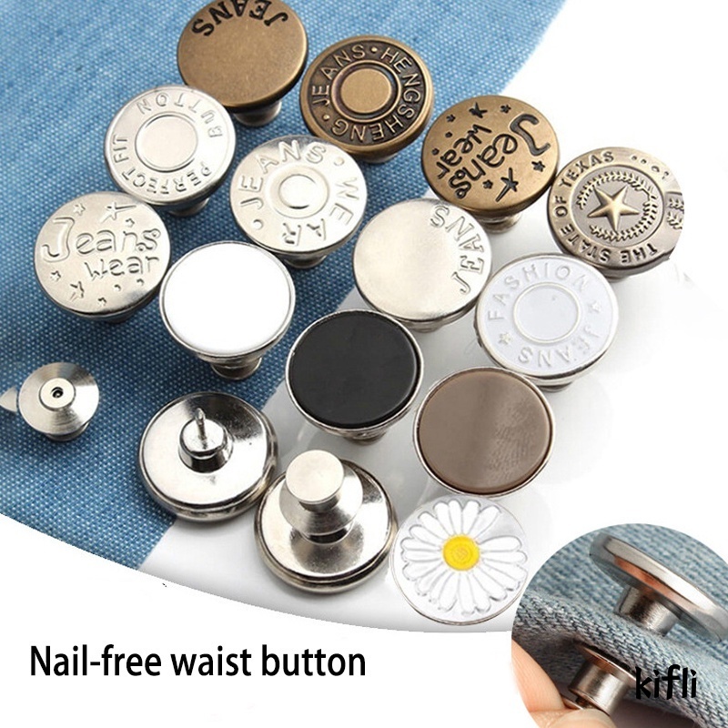 (Buy 3 Get 1 Free),Kancing Metal,Adjustable,Bisa Dilepas,Untuk Celana Jeans / Pakaian Diy