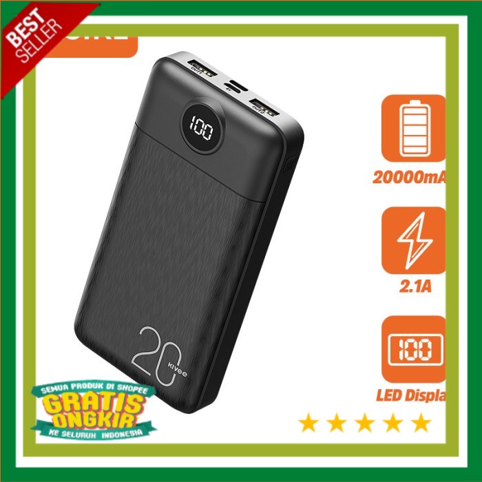 [ BISA COD] BASIKE Powerbank 20000 mah LED Display Fast Charging Mini Murah Iphone - Hitam 20000mah