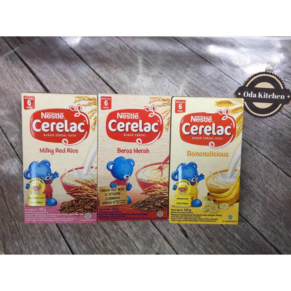 NESTLE BUBUR BAYI CERELAC MILKY RED RICE,BERAS MERAH,BANANLICIOUS BOX 120gr