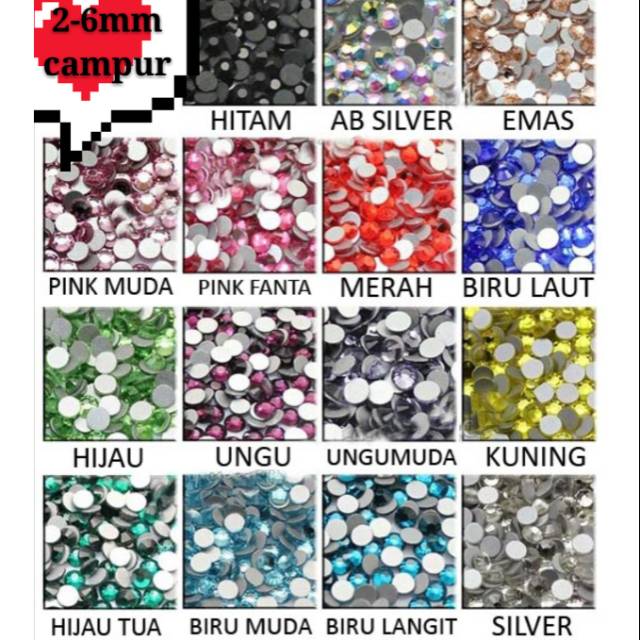 2-6mm MIX campur size isi+-100pcs