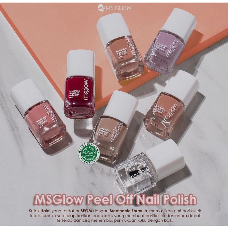 KUTEK HALAL MS GLOW BEAUTY NAIL POLISH breathable peel off msglow kuteks cat kuku kutex MSGLOW
