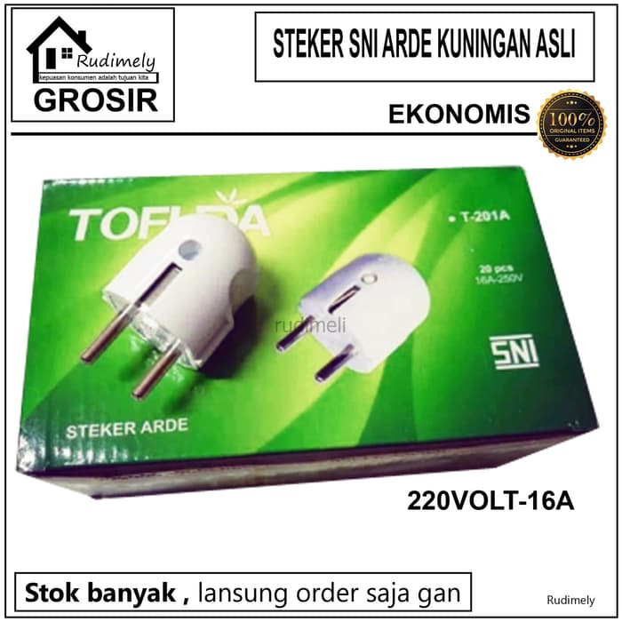 GROSIR STEKER/COLOKAN LISTRIK KUNINGAN SNI MURAH MEREK ARDE 16A-220V