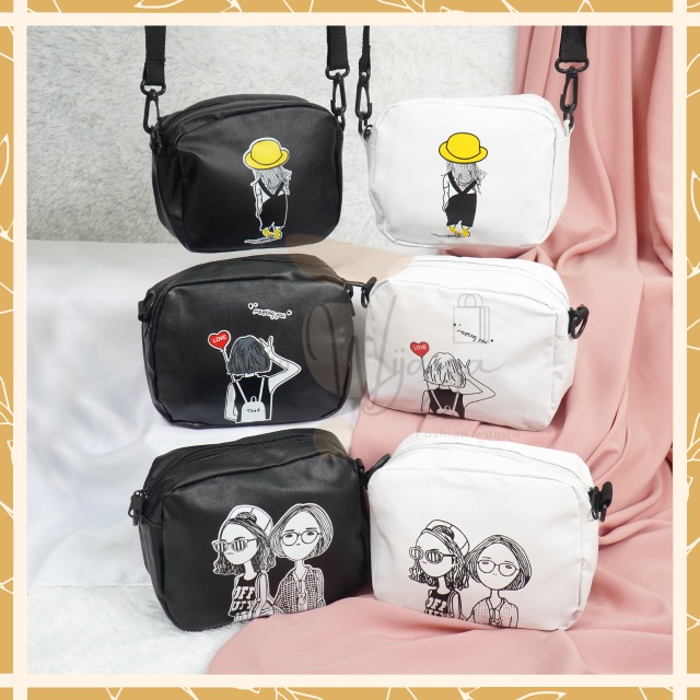 Tas Wanita Selempang Motif Cartoon | Tas Vintage Import