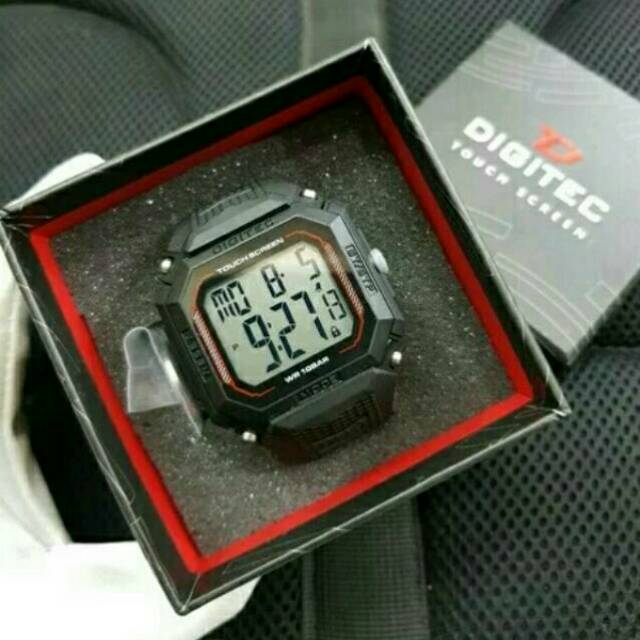 JAM TANGAN PRIA DIGITAL DIGITEC DG 3085T TOUCH SCREEN BLACK RED ORIGINAL