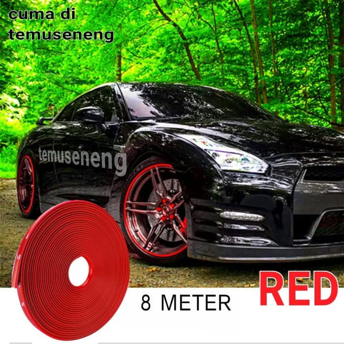 8 Meter Merah Red Lis Warna Pelindung Velg Mobil Wheel Protector Karet