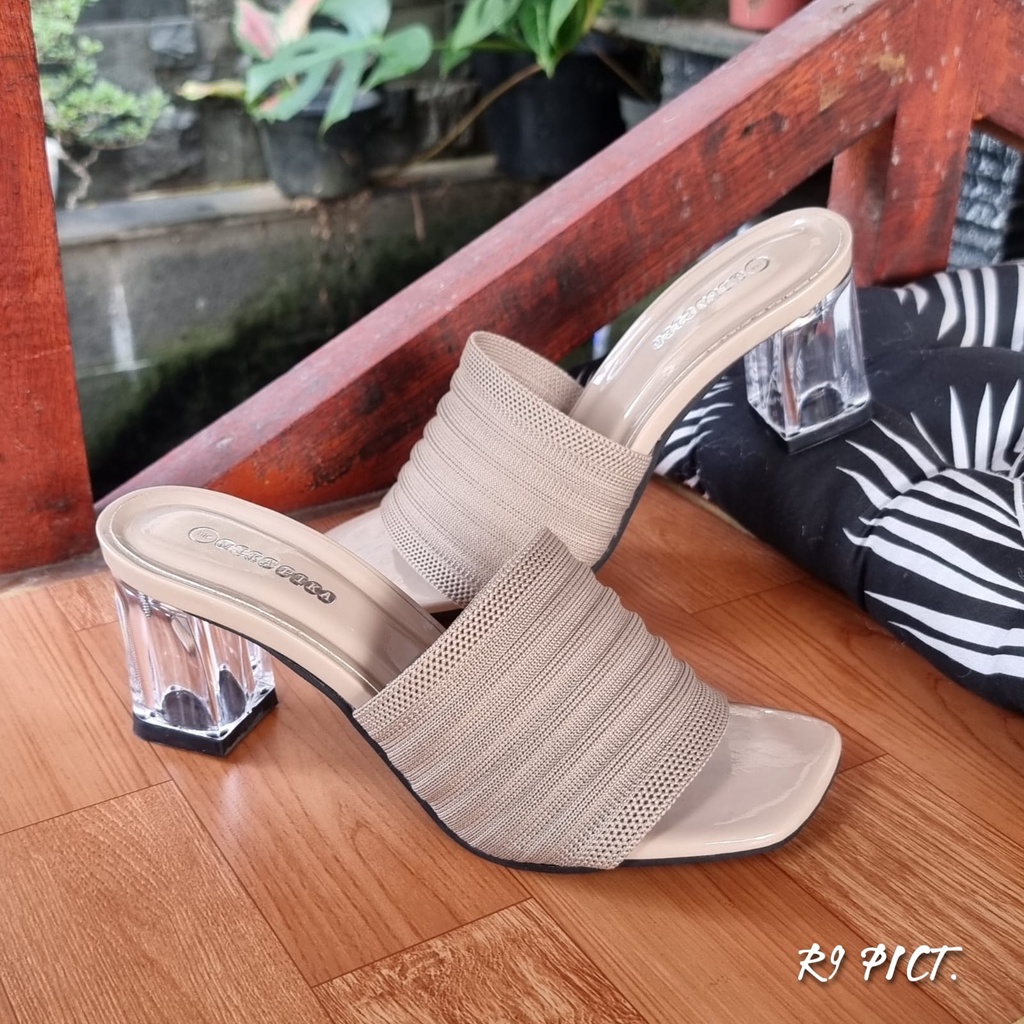 R9 Sandal Heels Wanita Rajut Veena