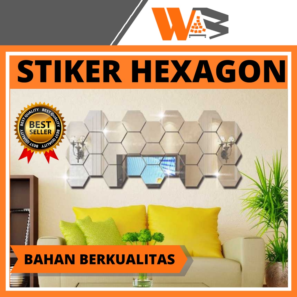 COD Stiker Cermin Dinding Kaca Cermin Dinding Wallpaper Cermin Hexagonal Mirror Acrylic  7 Pcs D06