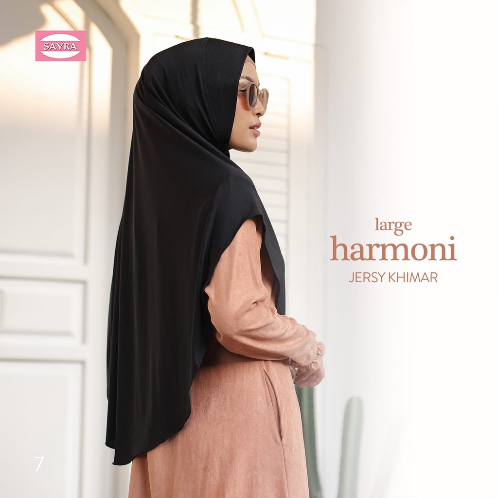 Jilbab Instan Bergo Harmoni Large & XL Jersy Khimar Ori Sayra SAYRA1-HITAM