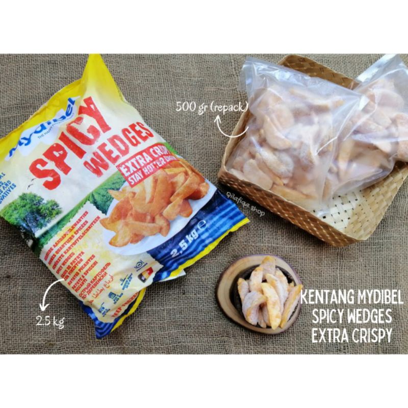 Kentang Mydibel Spicy Wedges Extra Crispy Frozen