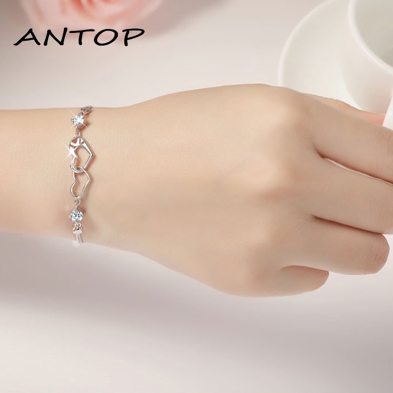 Korea Gelang Fashion Ganda Cinta Hati Bangle Wanita Perhiasan Aksesoris ANTOP