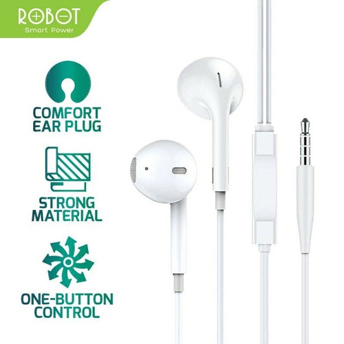 ✅RESMI - Headset Robot RE10 Wired Headset Wired Earphone Bass Smartphone Original