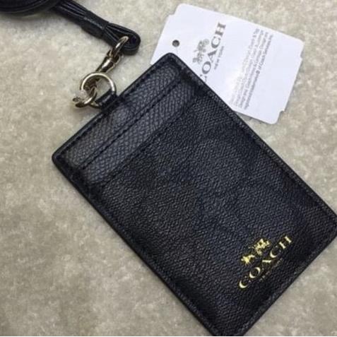 

[[COD]] Coach ID Lanyard Signature black-brown Authentic Original (Free Mask) BIG SALE Kode 811