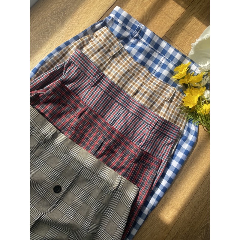 ROK KOREA ROK KOTAK PANJANG TARTAN LONG SKIRT KOREAN SKIRT ROK KOTAK KOTAK ROK SPAN TARTAN PANJANG