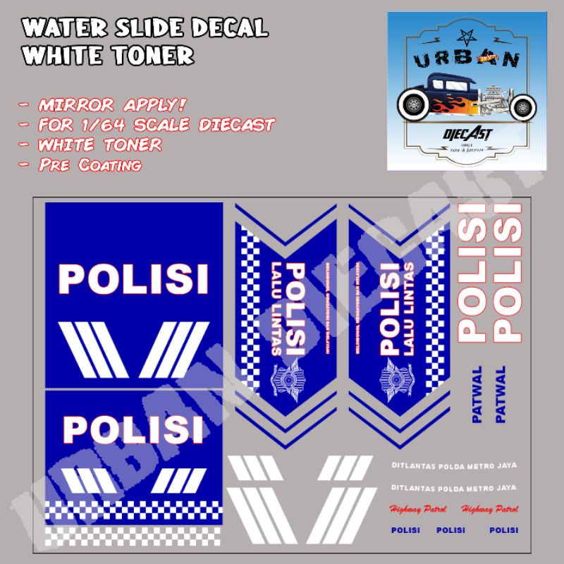 hot wheels decal white toner new indonesian police 2022