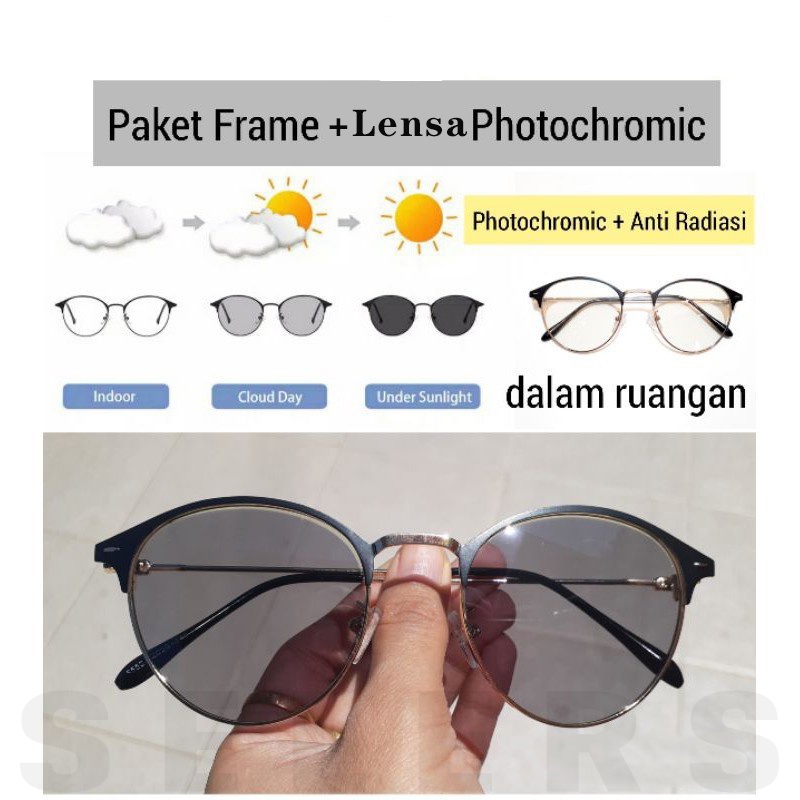 Lima Warna-Kacamata Photocromic Anti Radiasi Komputer Kacamata Fotocromic Pria Wanita Frame Kacamata