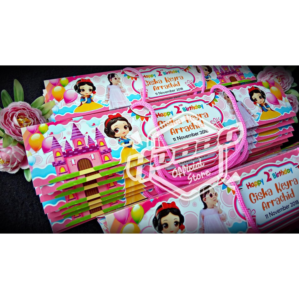 25x4 cm - Goodie Bag Plastik Ulang Tahun - Label Tas Snack Jajan Ultah Custom-1