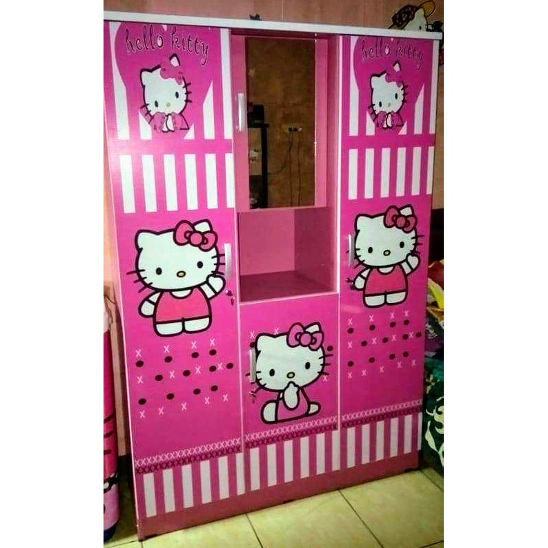  Lemari Plastik Hello Kitty 3 Pintu  LEMARIWEUH