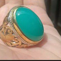 Cincin Natural Bacan Palamea Waringin Full kristal dim. 25*19*9 Emban Perak Ring 22