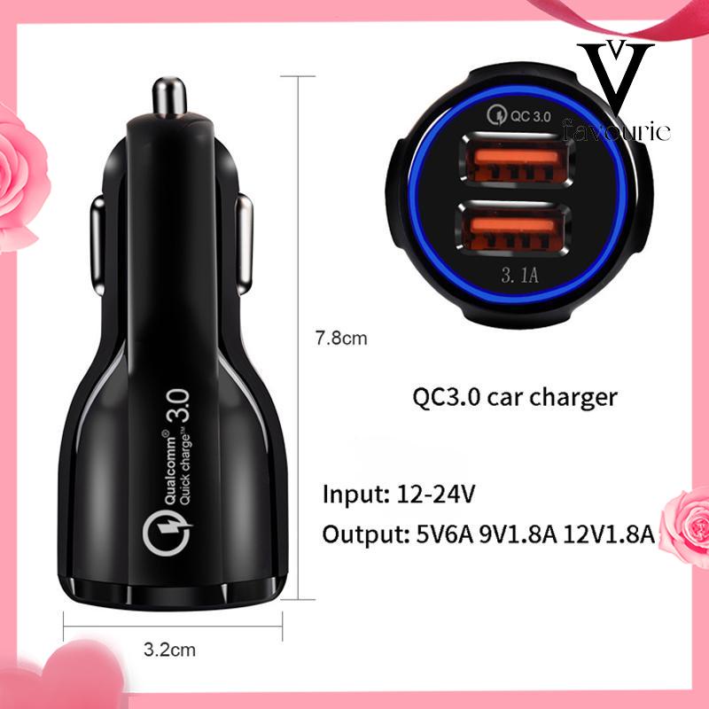 [COD]Pengisian Mobil Mobil 6.0a Halo Usb Charger Mobil Pengisian Daya Qc3.0 Pengisian Cepat Ponsel Pengisian Charger Mobil-FA